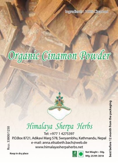 Organic Cinnamon Powder, 50 gr