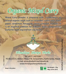 Organic Mixed Curry, powder, 50 gr